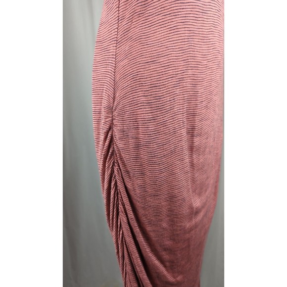 VELVET Graham Spencer Anthropologie Pink Striped Bodycon Midi Dress Ruched L - Picture 3 of 5